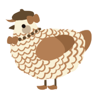 A cream and brown chicken with a lace pattern