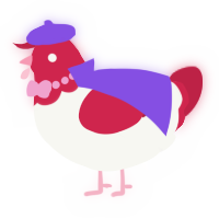 A white and crimson chicken with a head pattern