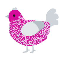 A fuchsia and mist chicken with a double-lace pattern