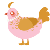 A rose and orange chicken with a half-lace pattern