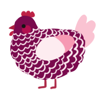 A wine and rose chicken with a lace pattern