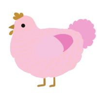 A rose and pink chicken with a lace pattern