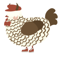 A white and bark chicken with a lace pattern