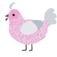 A pink and mist chicken with a double-lace pattern
