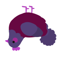 A wine and overcast chicken with a head pattern