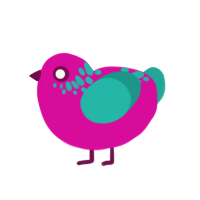 (unnamed), a fuchsia and turquoise chicken with a neck-speckle pattern