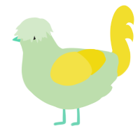 A gluppy and yellow chicken