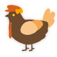 A bark and beige chicken