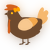 A bark and beige chicken