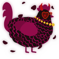 A black and wine chicken with a lace pattern