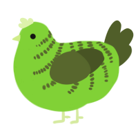 A grass and olive chicken with a half-bar pattern