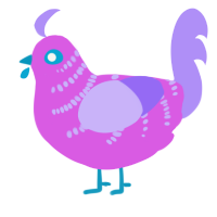 A orchid and lilac chicken with a half-bar pattern
