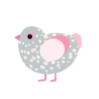 Locket, a silver and rose chicken with a speckle pattern