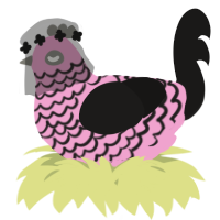 A pink and sable chicken with a lace pattern