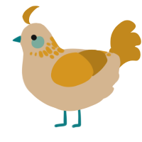 A beige and ochre chicken with a neck-speckle pattern
