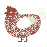 A russet and white chicken with a double-lace pattern