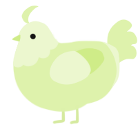 A apple chicken with a head pattern