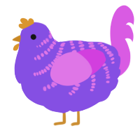 A blurple and orchid chicken with a half-bar pattern