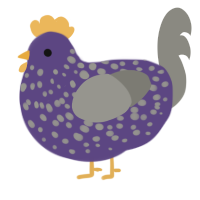 A overcast and ash chicken with a speckle pattern