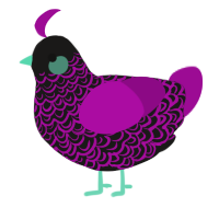 A sable and plum chicken with a double-lace pattern