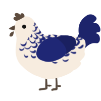A cream and navy chicken with a half-lace pattern