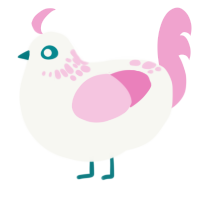 丽樱, a white and pink chicken with a neck-speckle pattern