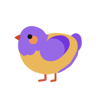 Irving, a honey and blurple chicken with a head pattern