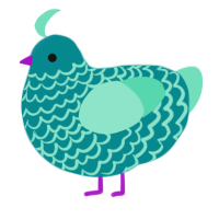 A teal and mint chicken with a lace pattern