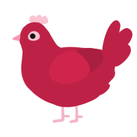 A crimson chicken