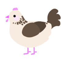 A cream and bark chicken with a neck-speckle pattern