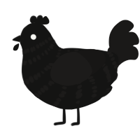 A black and sable chicken with a bar pattern