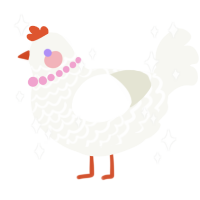 A white chicken with a lace pattern