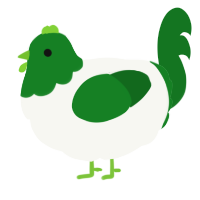 A white and leaf chicken with a head pattern