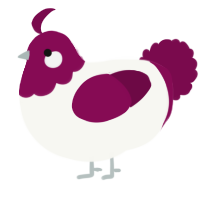 A white and wine chicken with a head pattern