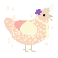 A rose chicken with a speckle pattern