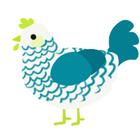 A white and sea chicken with a lace pattern
