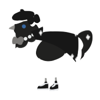 A white and sable chicken with a head pattern