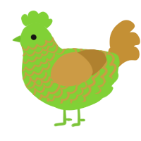 A grass and gold chicken with a lace pattern