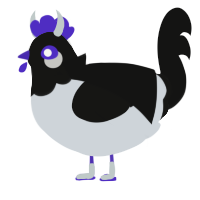 A mist and black chicken with a head pattern