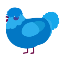 A sapphire and sky chicken with a head pattern