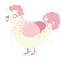 A white and pink chicken with a half-lace pattern