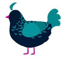 A tumblr and teal chicken with a half-lace pattern