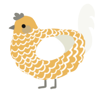 A honey and white chicken with a lace pattern