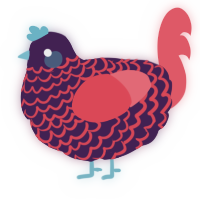 A gluppy and turquoise chicken with a lace pattern