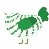 A white and viridian chicken with a bar pattern