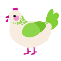 A cream and grass chicken with a neck-speckle pattern