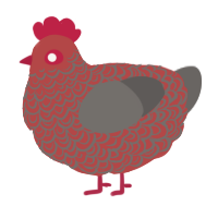 A red and grey chicken with a double-lace pattern