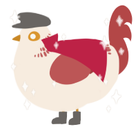 A cream and red chicken with a neck-band pattern