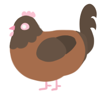 A brown and bark chicken with a head pattern