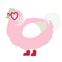 A rose and white chicken with a neck-band pattern